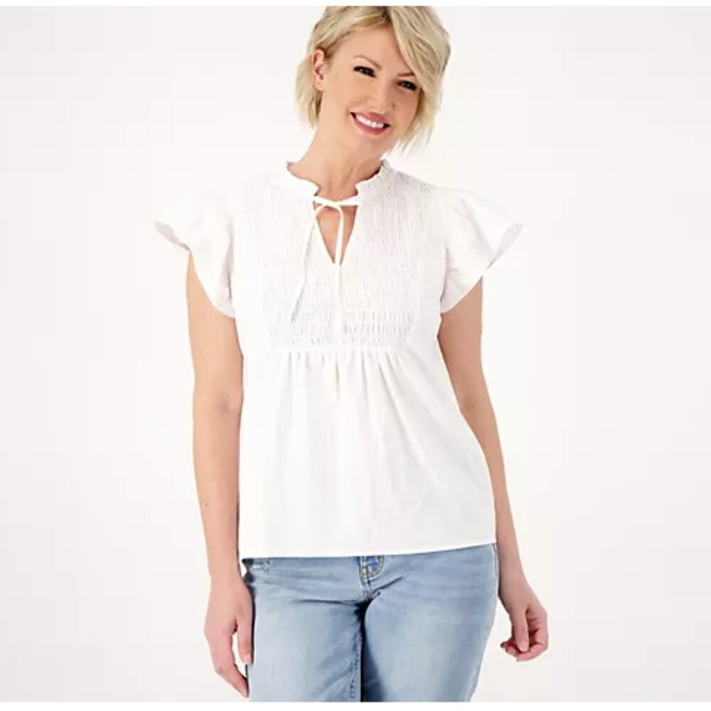 White Smocked Blouse